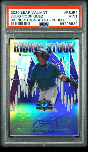 💎🧨2020 LEAF VALIANT JULIO RODRIGUEZ PSA 9 PURPLE RISING STOCK AUTOGRAPH /25 ⚾️