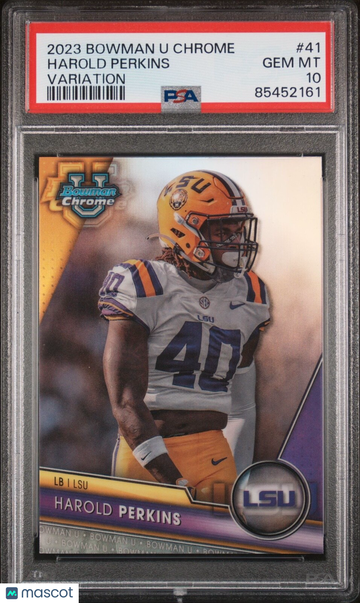 2023 Bowman Harold Perkins #41 Chrome Parallel/Variety Rookie PSA 10