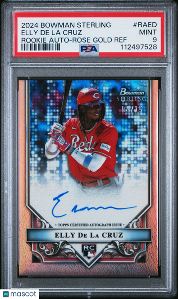 2024 Bowman Sterling Rookies Autographs Elly De La Cruz #RAED Rose Gold Ref /15 PSA 9