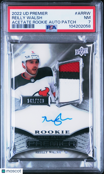 2022 Upper Deck Premier Acetate Rookie Autograph Patch Reilly Walsh #ARRW /249 PSA 7