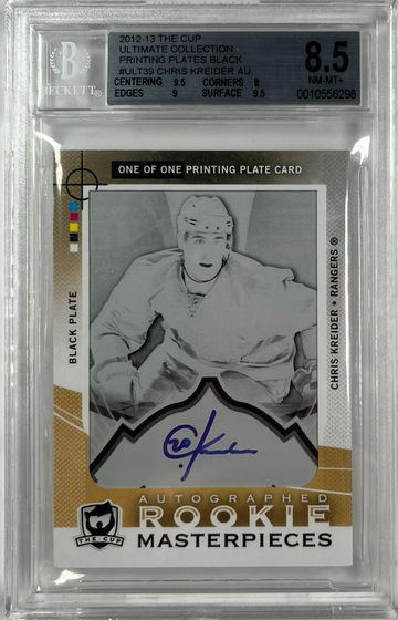 2012-13 Upper Deck The Cup Chris Kreider Black Printing Plate 1/1 Rookie Auto BGS 8.5/10 Auto