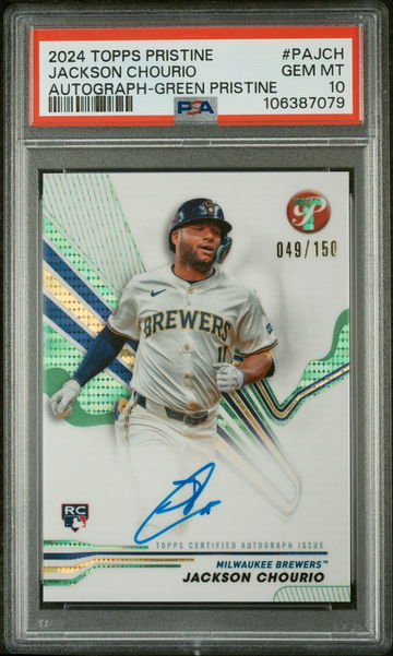 2024 Topps Pristine Green Jackson Chourio #PAJCH RC Auto /150 PSA 10
