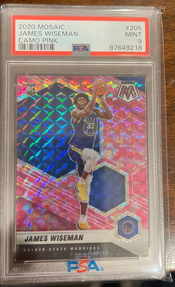 2020 Panini Mosaic 205 James Wiseman Camo Pink PSA 9. 