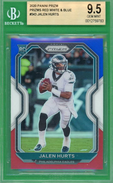 2020 Panini Prizm Jalen Hurts #343 Red White & Blue Prizm BGS 9.5 Gem-Mint