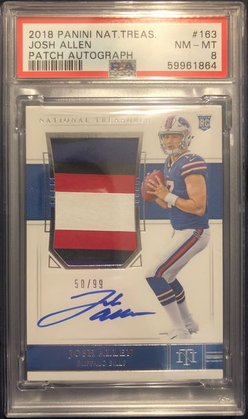 2018 Panini National Treasures Josh Allen RC RPA Rookie Patch Auto #163 50/99 PSA 8