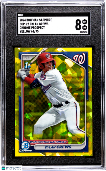 2024 Bowman Sapphire Dylan Crews #BCP-23 Chrome Prospect Yellow SGC 8