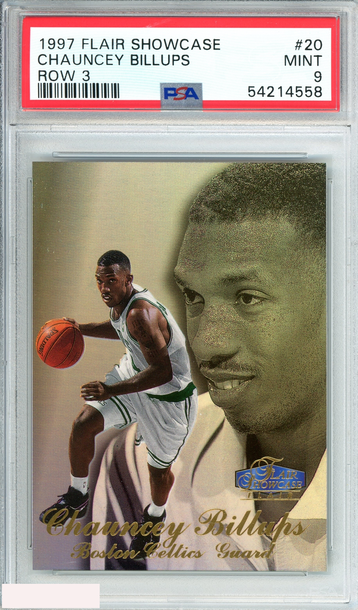 1997 FLAIR SHOWCASE CHAUNCEY BILLUPS #20 ROW 3 CELTICS ROOKIE RC PSA 9 MINT