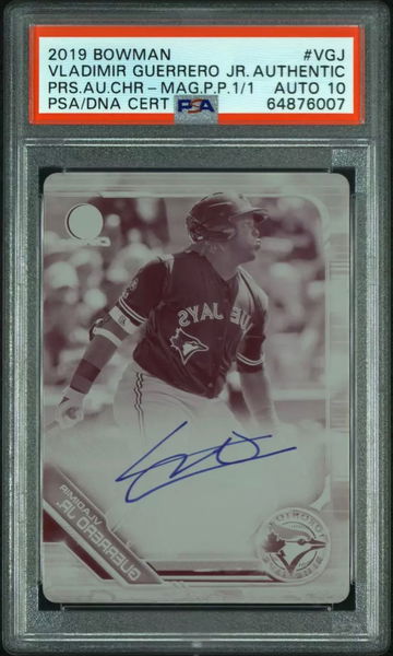 2019 Bowman Chrome Vladimir Guerrero Jr Magenta Printing Plate Auto
