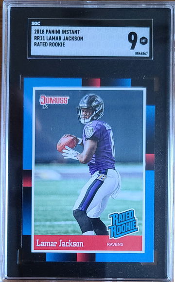 2018 Panini Instant Lamar Jackson RC SGC 9 Mint / 1988 Donruss Retro