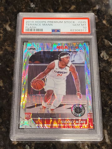 2019 Hoops Premium Stock Terance Mann Rookie FLASH PRIZM SP #245 PSA 10 - POP 1