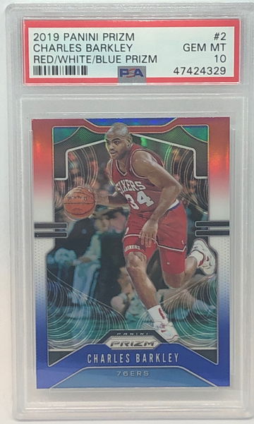 2019 Prizm Red/White/Blue Charles Barkley PSA 10