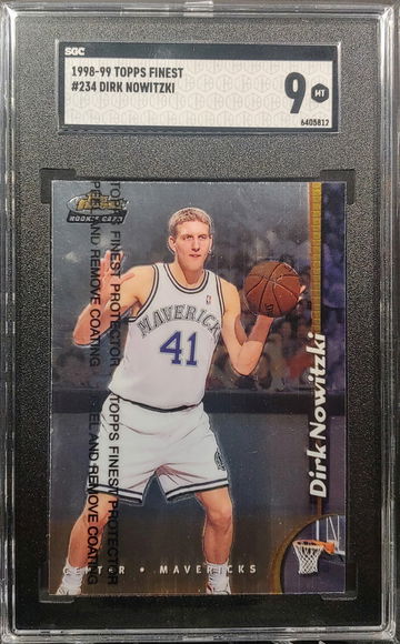 1998-99 Topps Finest #234 Dirk Nowitzki with coating SGC 9 MINT