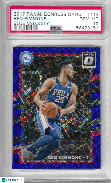 Ben Simmons 2017-18 Donruss Optic BLUE VELOCITY HOLO PRIZM #114 PSA 10 GEM MINT