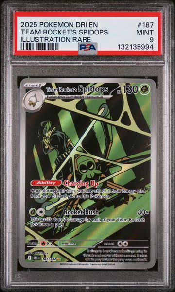 2025 Pokemon Destined Rivals Illustration Rare Team Rocket's Spidops #187 /182 PSA 9