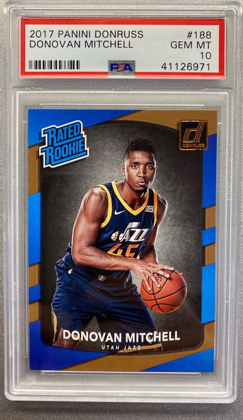 DONOVAN MITCHELL 2017 DONRUSS RATED ROOKIE PSA 10 GEM MINT 