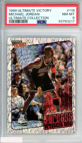 1999 ULTIMATE VICTORY MICHAEL JORDAN #118 ULTIMATE COLLECTION 1 OF 100 PSA 8