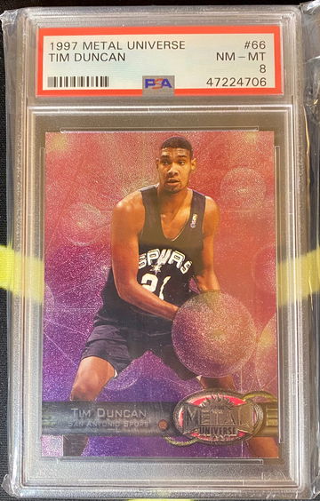 1997 Metal Universe Tim Duncan PSA 8