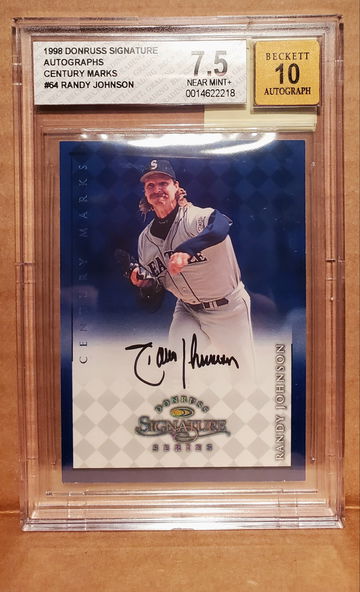 1998 Donruss Signature AUTO Century Marks Randy Johnson BGS 7.5 NM+ (low numbered #0005) RARE 
