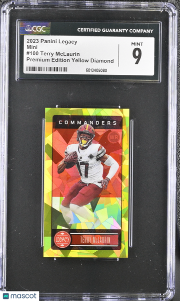 2023 Panini Legacy Terry McLaurin #100 Premium Edition Yellow Diamond Mini CGC 9