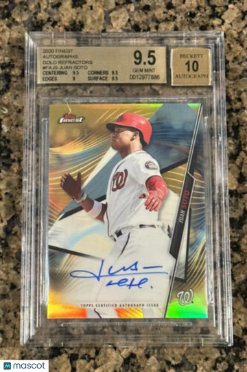2020 Finest Autographs GOLD REFRACTOR # /50 FAJS Juan Soto BGS 9.5/10 GEM MINT
