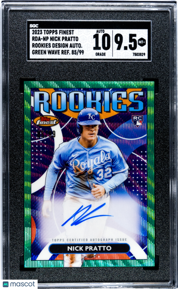 2023 Topps Finest Nick Pratto #RDA-NP Rookies Design Autograph Green Wave Refractor SGC 9.5 Auto 10