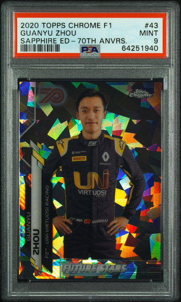 2020 Topps Chrome Sapphire Guanyu Zhou 70th Anniversary PSA 9
