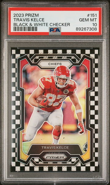 2023 Panini Prizm Black & White Checker Travis Kelce #151 PSA 10