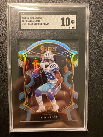 2020 Select Light Blue Die Cut Prizm Concourse CeeDee Lamb RC SGC 10
