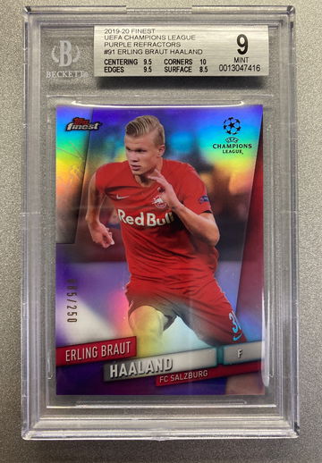 ERLING HAALAND 2019 FINEST PURPLE REFRACTORS ROOKIE BGS 9 MINT #/250