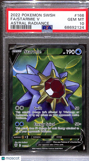 2022 Pokemon Sword & Shield Astral Radiance Starmie V Fa Astral Radiance PSA 10 #166