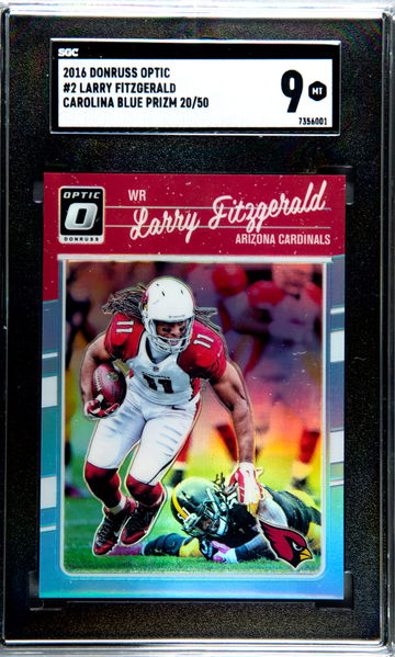 2016 Optic Larry Fitzgerald Carolina Blue Holo Prizm 20/50 SGC 9