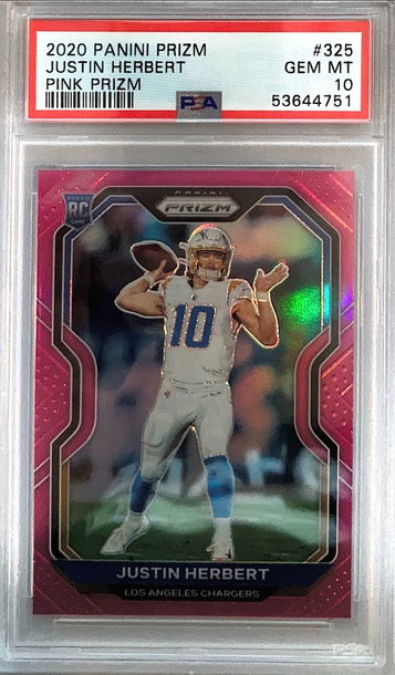 Justin Herbert 2020 Panini Prizm Pink PSA 10