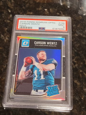2016 Optic Carson Wentz HOLO Rated Rookie RC PSA 9 MINT #156