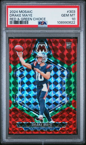 2024 PANINI DRAKE MAYE MOSAIC RED & GREEN CHOICE #303 PSA 10
