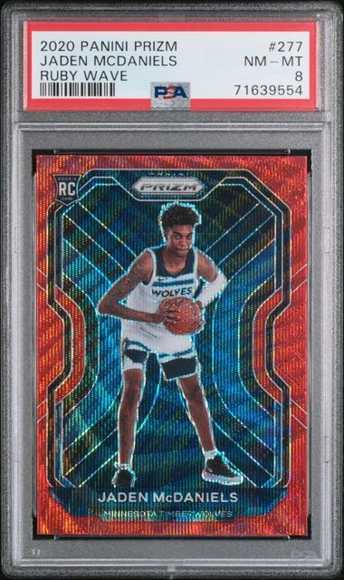 2020 PANINI PRIZM JADEN MCDANIELS RUBY WAVE #277 PSA 8 MINT