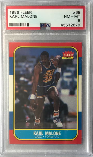 Karl Malone Rookie 1986 Fleer #68 - PSA 8