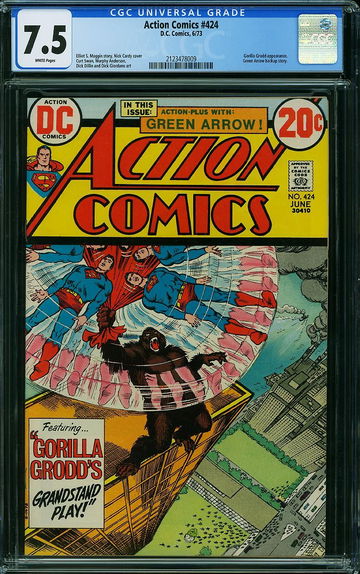 ACTION COMICS #424, CGC 7.5 VF-