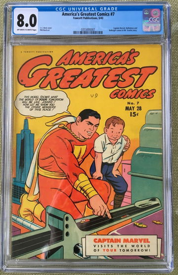 America's Greatest Comics #7 (1943) CGC 8.0 -- O/W to White pages Captain Marvel