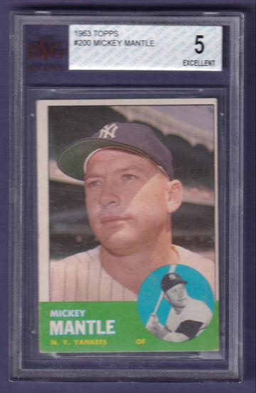 1963 Topps #200 Mickey Mantle BVG 5