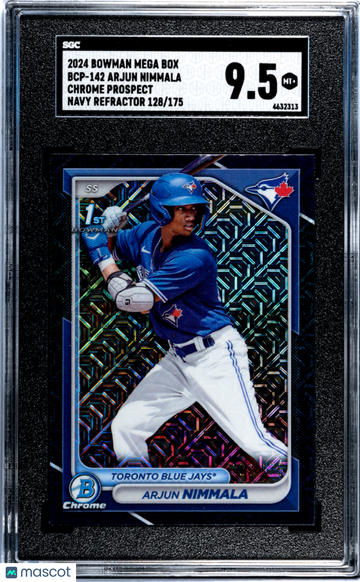 2024 Bowman Mega Box Arjun Nimmala #BCP-142 Chrome Prospect Navy Refractor SGC 9.5