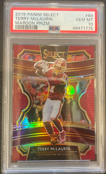 Terry McLaurin 2019 Select Maroon Prizm 117/149 (Color Match) PSA 10. Pop 4