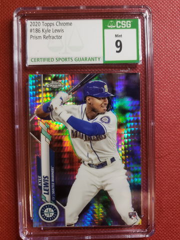 #186 Kyle Lewis 2020 Topps Chrome Prism Refractor CGS 9  Mint
