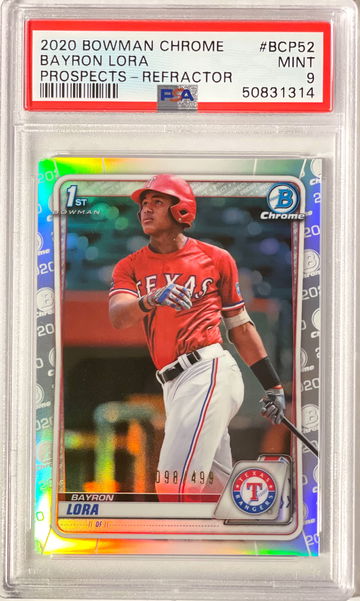 Bayron Lora 2020 Bowman Chrome Refractor /499 PSA9 MINT