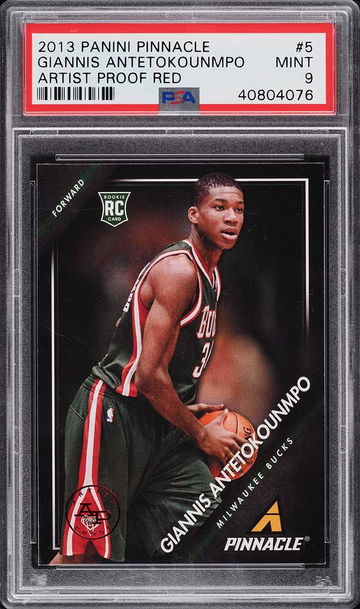 2013 PANINI PINNACLE ARTIST PROOF RED GIANNIS ANTETOKOUNMPO ROOKIE RC #5 PSA 9 (Pop: 4, 2 higher)