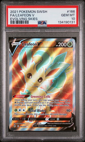 2021 Pokemon Sword and Shield Evolving Skies Leafeon V #166 /203 PSA 10