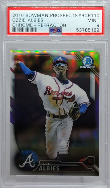 2016 BOWMAN PROSPECTS #BCP110 OZZIE ALBIES CHROME - REFRACTOR PSA 9