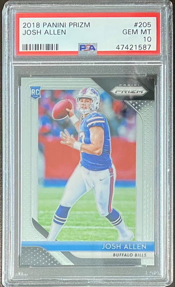 2018 JOSH ALLEN Panini Prizm RC Rookie # 205 Buffalo Bills GEM MINT PSA 10