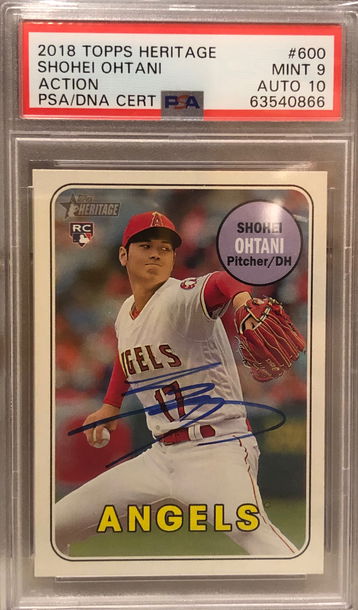 2018 Topps Heritage Shohei Ohtani Action Variation In-Person Auto Autograph PSA 9 10 Pop 1