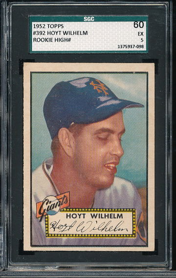 1952 Topps Hoyt Wilhelm RC Hi# #392 SGC 60 5