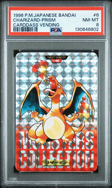 1996 Pokemon Bandai Carddass Vending Part 1 Japanese Prism Charizard #6 PSA 8